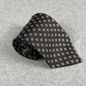 Vintage Oscar de la Renta Couture Silk Tie USA Black Red Geometric 58x3.75"
